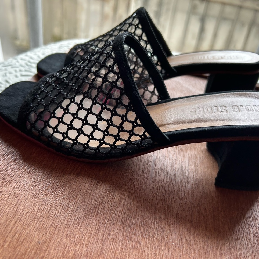 No. 6 Black Mesh Mules